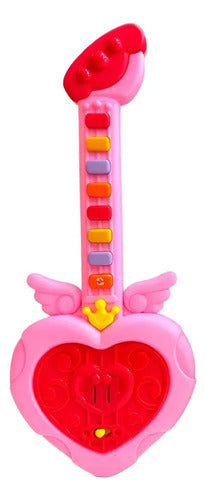 Mini Guitarra En Forma De Corazón Con Sonido Y Luz Rgb