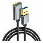 Cable extensión USB 3.0 macho a hembra 2 m 5 gbps negro con carcasas metálicas