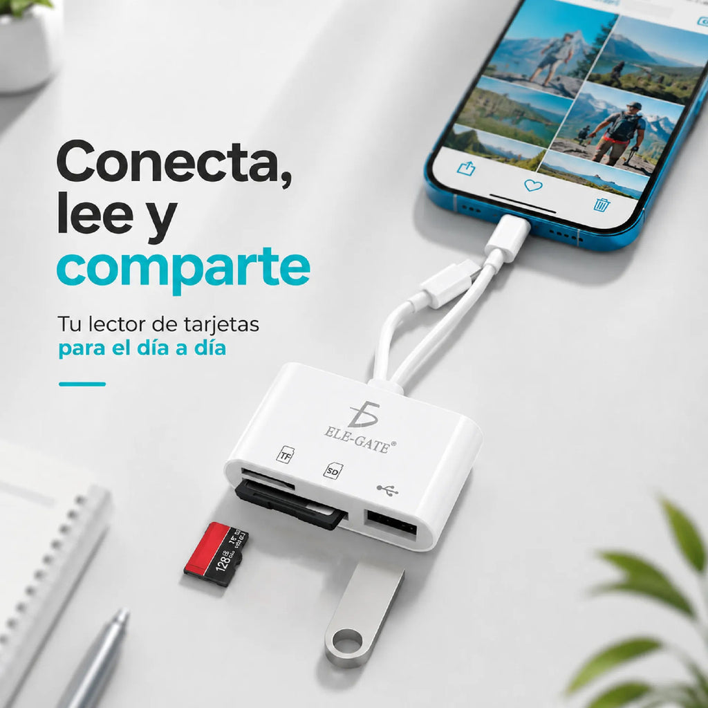 Lector de tarjetas SD y TF con USB-C y para Lightning