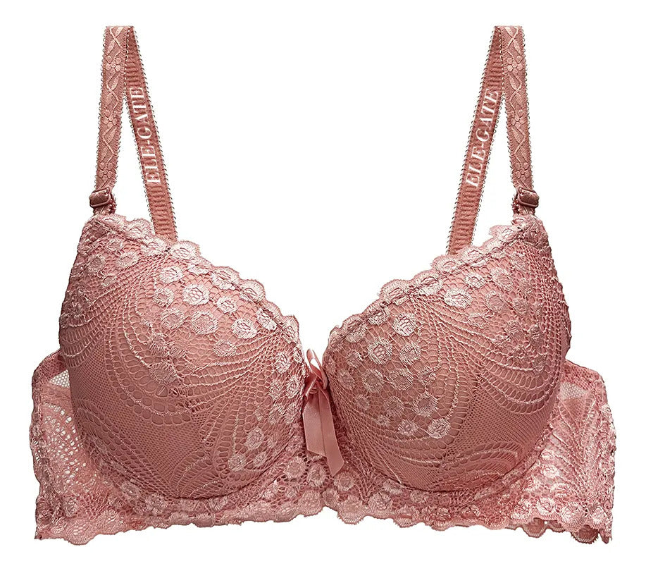Brasier con encaje de copa completa coral M