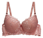 Brasier con encaje de copa completa coral M