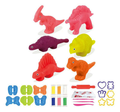Kit De Plastilina De 6 Colores Con Moldes De Dinosaurios