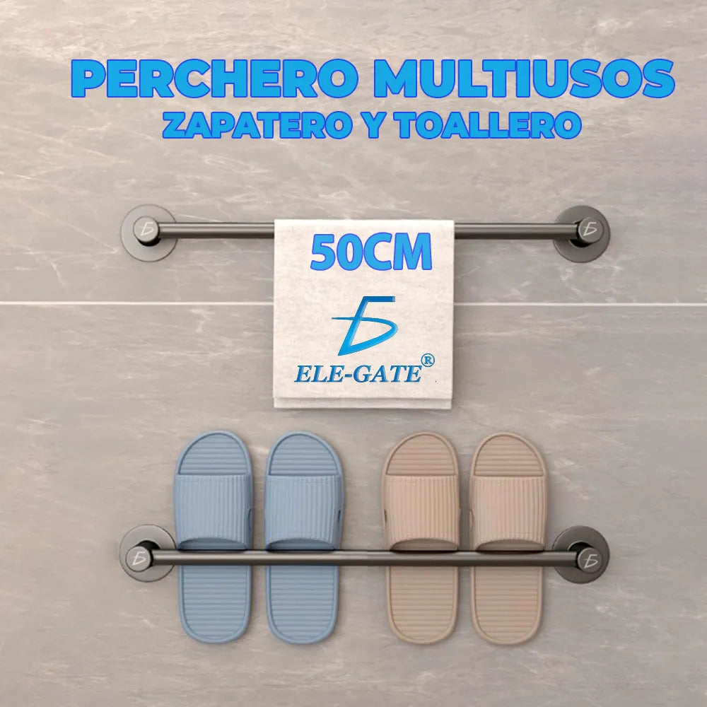 Juego De Accesorios De Baño Set De Toallero Y Zapatera 50cm Azul Y Beige