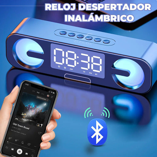 Reloj Despertador C Alarma Radio Bocina Con Luz Bluetooth