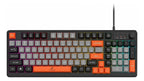 Teclado gamer USB con perilla multimedia y luz arcoíris