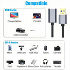 Cable Extensión Usb 3.0 Macho A Hembra 3 M 5 Gbps Negro Con Carcasas Metálicas