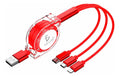 Cable Retráctil 3 En 1 Micro Usb Usb-c Para iPhone Lightning