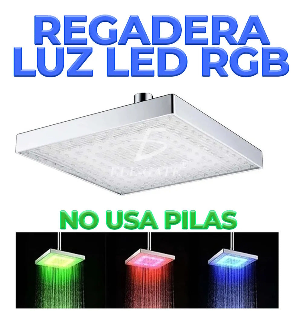 Cabezal De Ducha Led Rgb De 15 Cm Con Indicador De