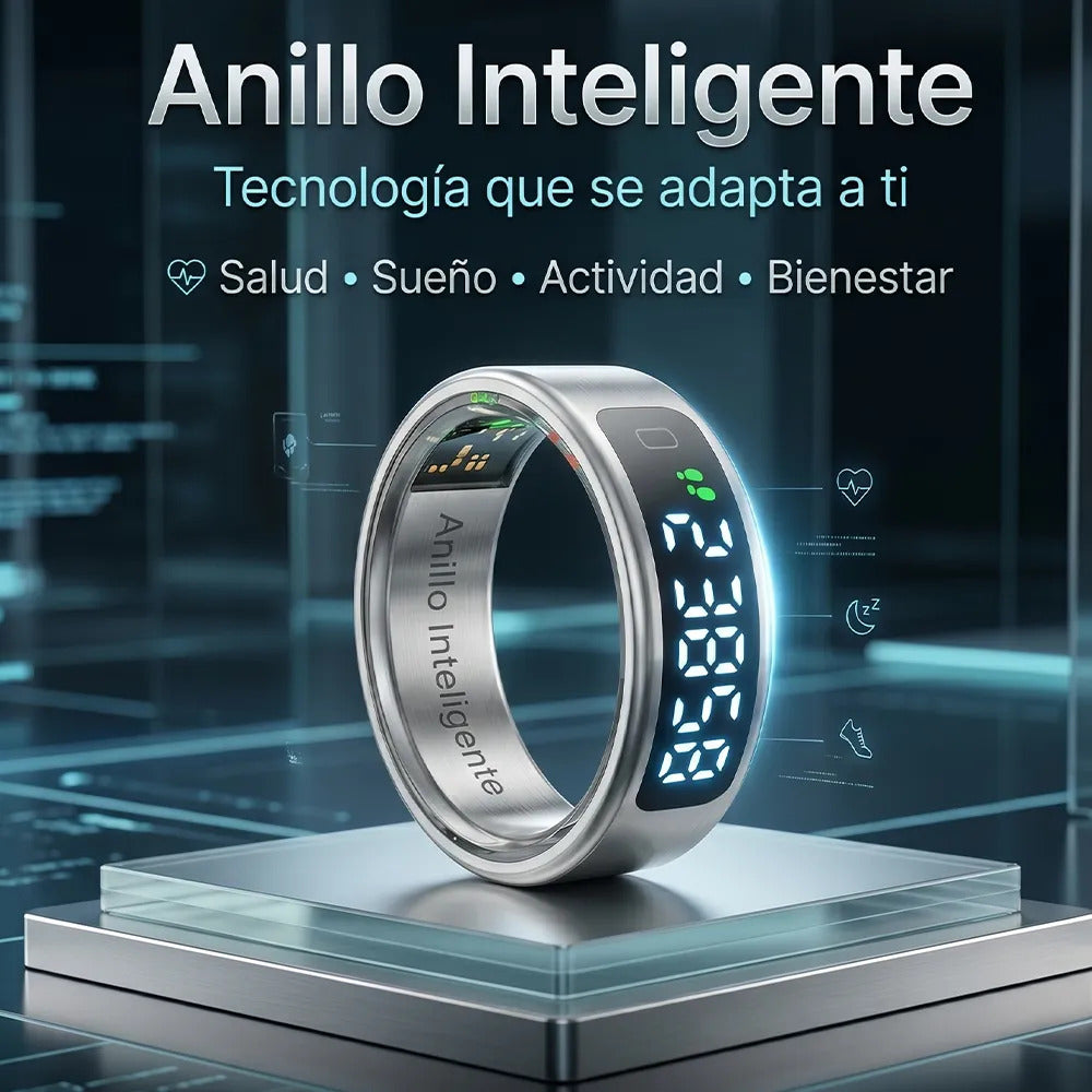Anillo inteligente con pantalla plata talla 9