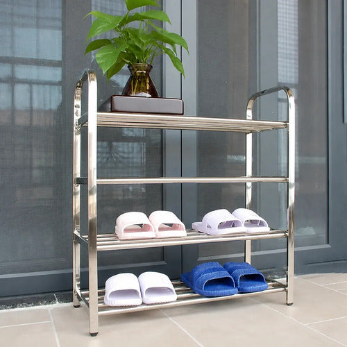 Organizador De Zapatos De 4 Niveles De Acero Inoxidable Plata