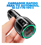 Cargador Auto Encendedor Usb Carga Rápida Qc3.0+pd Tipo C