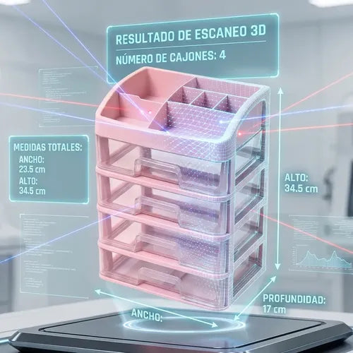 Organizador De Escritorio Con 4 Cajones Y Compartimentos