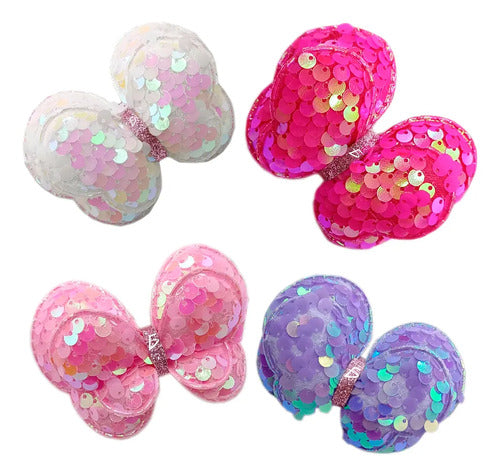Paquete De 4 Moños Con Liga Con Diseño De Mariposa