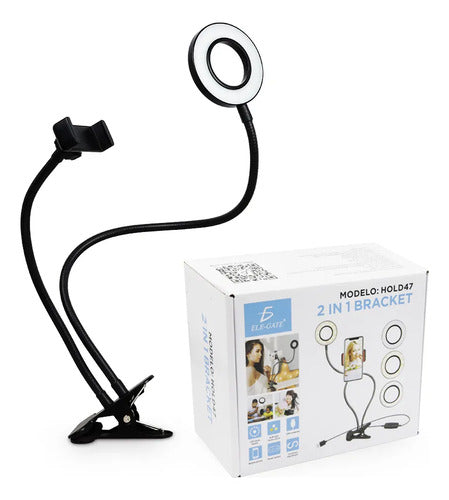 Soporte Flexible Con Aro Para Celular Luz Led Fotos Videos