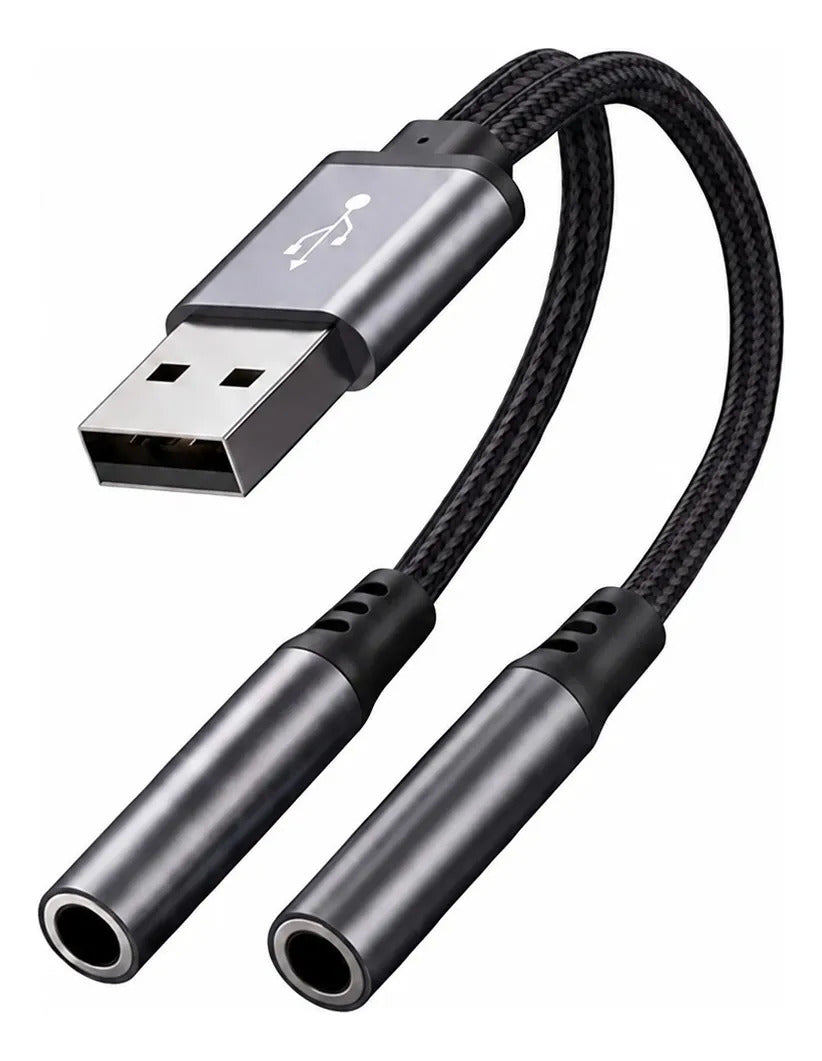 Cable Adaptador De Audio Usb-a A Doble 3.5mm Para