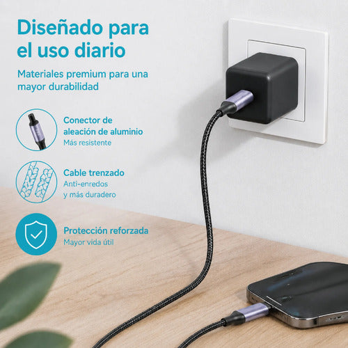 Cable Lightning Usb-a 2 Metros Trenzado Carga 2.4a Para