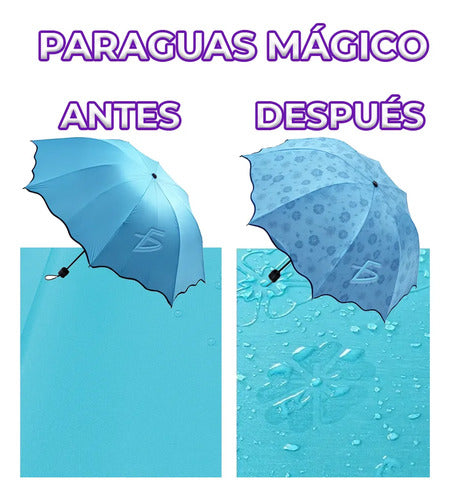 Paraguas Magico Sombrilla Que Cambia Color Con La Lluvia Azul