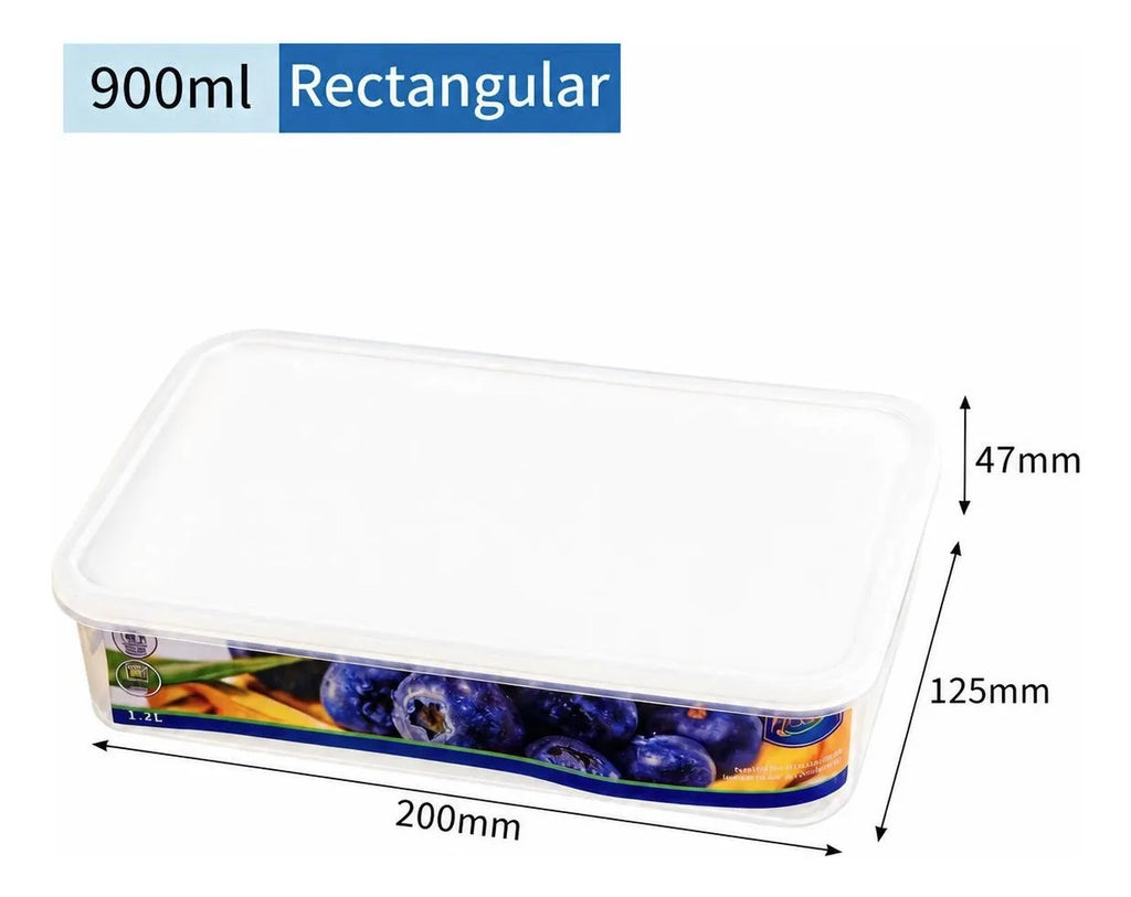 Contenedor Rectangular Transparente De 900 Ml Con Tapa