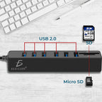 Concentrador De Puertos Usb 2.0 De 6 Puertos Con Extensión