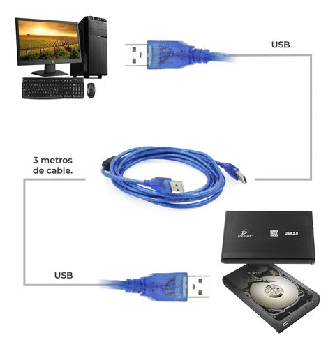 Cable Usb 2.0 Macho A Macho Para Discoduro 1.5m