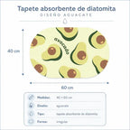 Tapete Absorbente 40 X 60 Cm Diseño Aguacate Secado Rápido