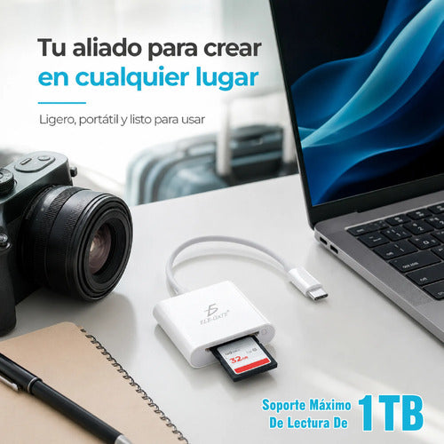 Lector De Tarjetas Usb-c 2 En 1 Para Sd Y Tf Microsd Para