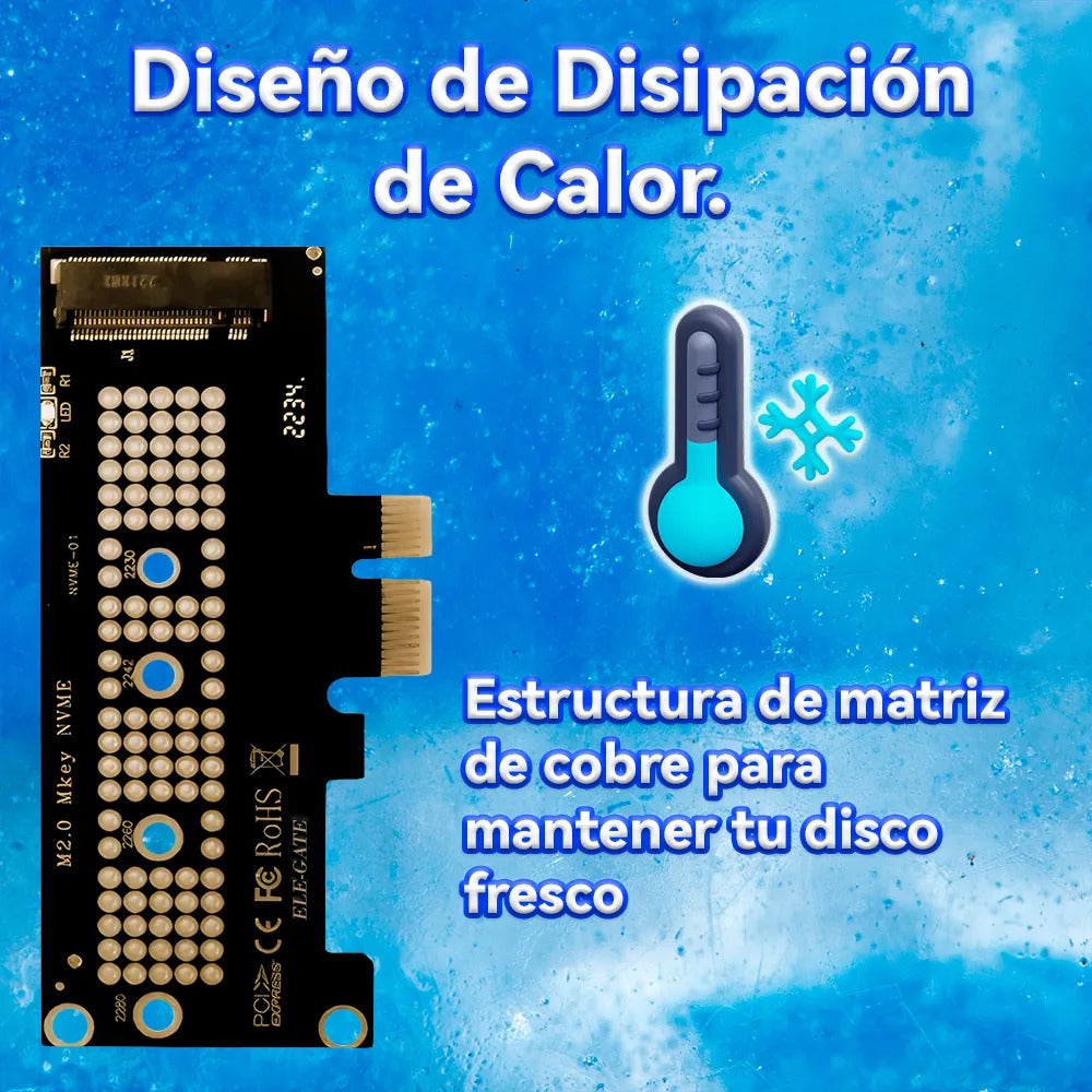 Tarjeta adaptadora pcie X4 para SSD M.2 NVMe M-key