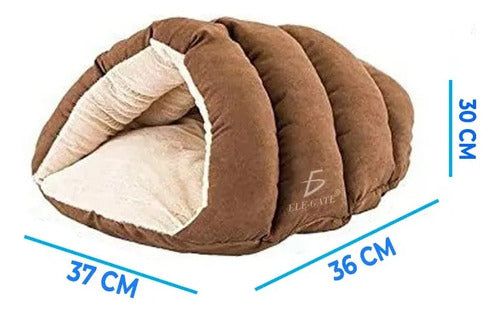 Cama Para Mascota Casa Cubierta Cerrada Interior Marrón