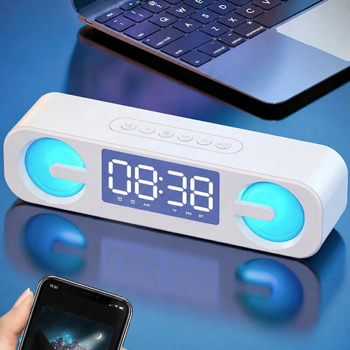 Reloj Despertador C Alarma Radio Bocina Con Luz Bluetooth