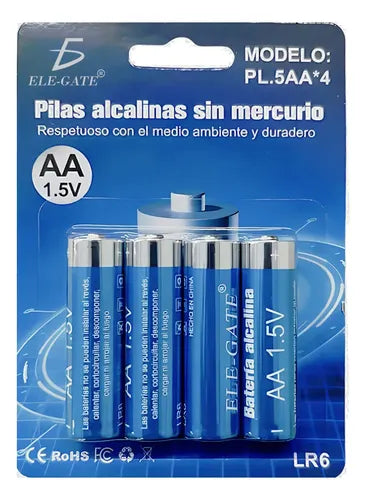 Paquete De 4 Pila Alcalinas Sin Mercurio Aa De 1.5v 48x13mm