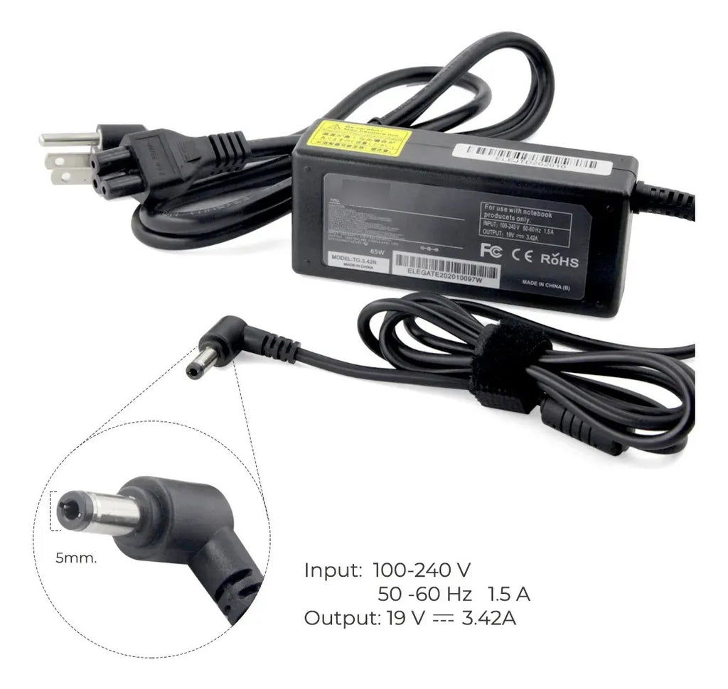 Cargador Laptop Compatible Con Asus 65w 19v 3.42a 5.5 2.5mm