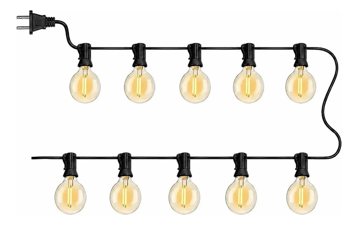 Guirnalda G40 De 7.5 M Con 10 Focos Luz Cálida Fija Y Negro