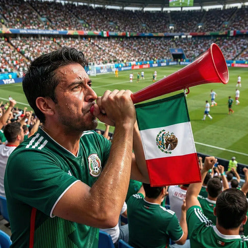 Trompeta De Plástico Con Banderín De La Selección Mexicana