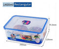 Contenedor rectangular transparente de 1400 ml con tapa