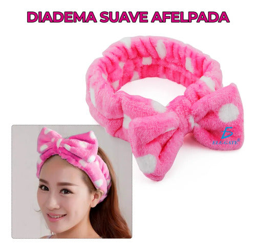 Banda Sujetadora De Cabello Suave Afelpada Rosa Lunares