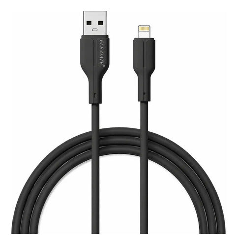 Cable Usb-a Para iPhone Lightning 2a 1m Silicona Flexible Negro