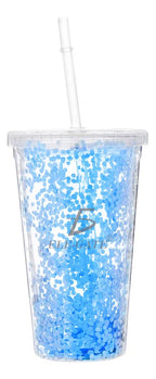 Vaso termo acrilico glitter tornasol 420 ml con popote