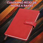 Cuaderno Rojo Tipo Agenda Con Portada Acolchada Y Cierre