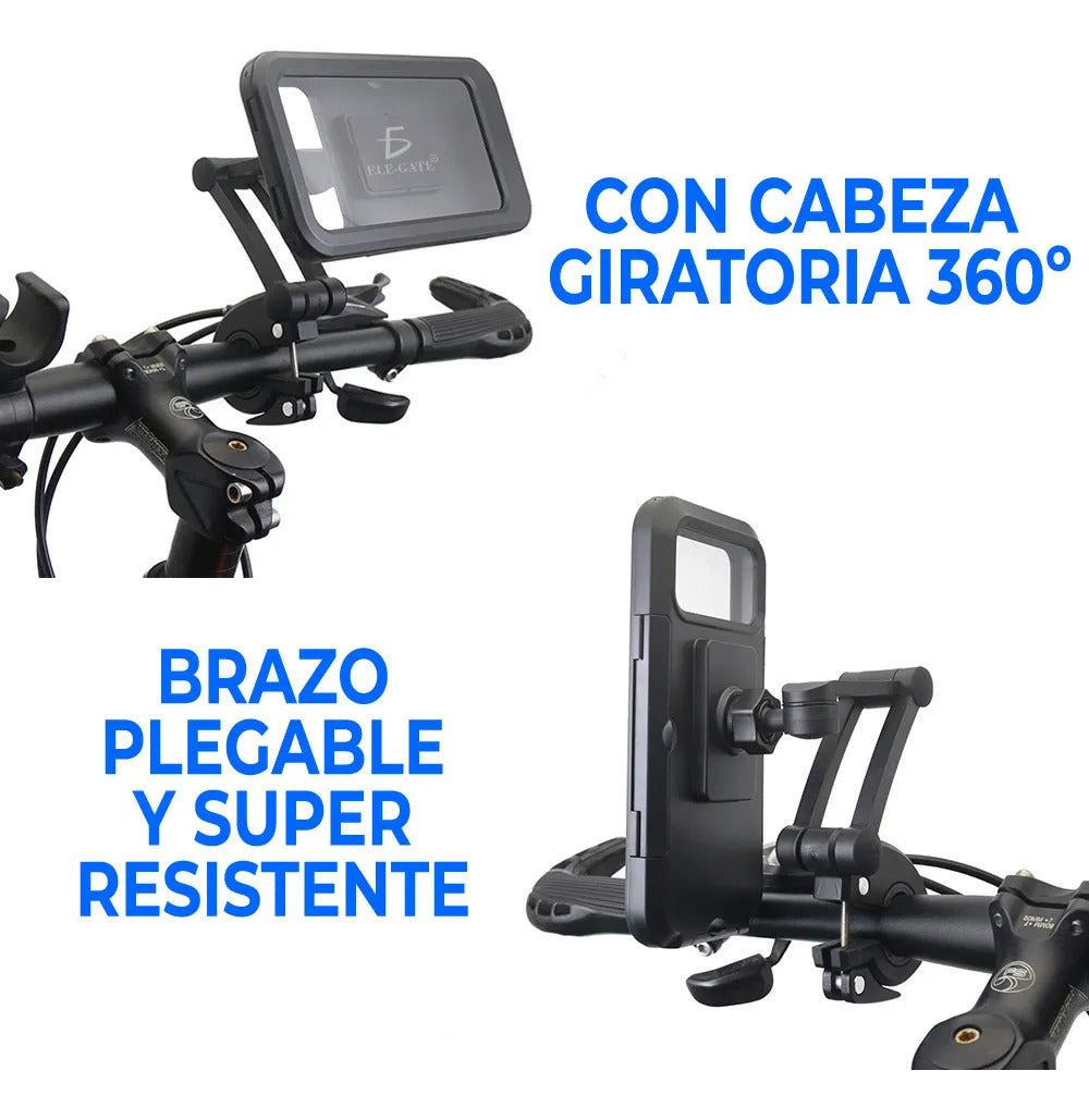 Soporte Para Teléfono Impermeable De Bicicleta Motocicleta Negro