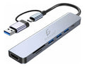 Hub USB-C 7 en 1 con HDMI 4K USB 3.0 pd 100W SD TF y doble