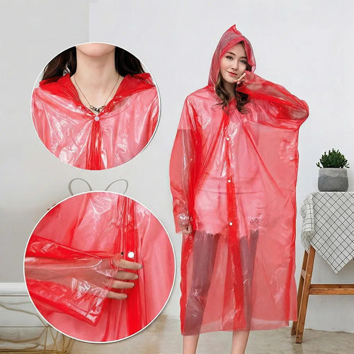 Capa Impermeable Portatil Para Lluvia Mujer Rojo M