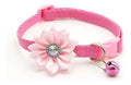 Collar ajustable con flor y cascabel para perro y gato rosa