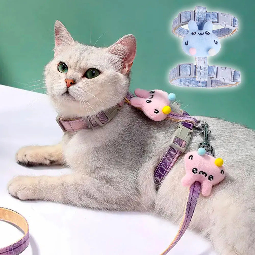 Arnés Cute Antiescape Ajustable Para Mascotas Paseos Seguros Azul