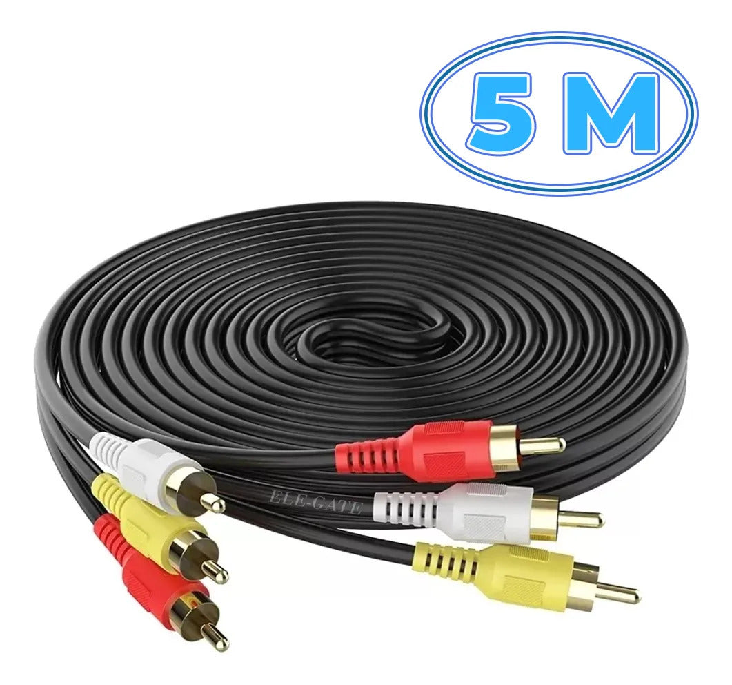 Cable Rca Audio Y Video Macho A Macho 5 Metros