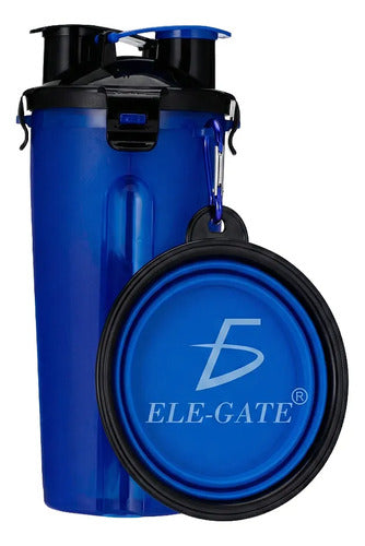 Vaso Viaje Croquetas Y Agua Mascotas Con Tazon Plegable Azul