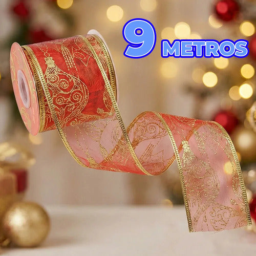 Listones Satinados Con Transparencia Y Toques Navideños En