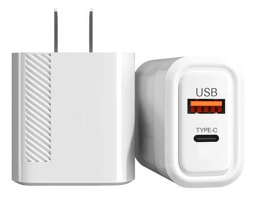 Cargador De Pared Usb 2 En 1 Para Tipo C Y Usb De Alta