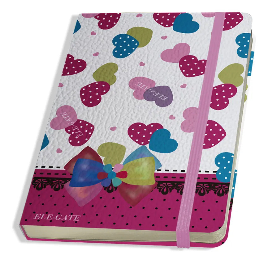 Cuaderno con corazones estilo coquete con 75 hojas de rayas