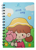Cuaderno Kawaii De Rayas Con 80 Hojas Y Espiral Metálico