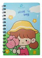 Cuaderno Kawaii De Rayas Con 80 Hojas Y Espiral Metálico
